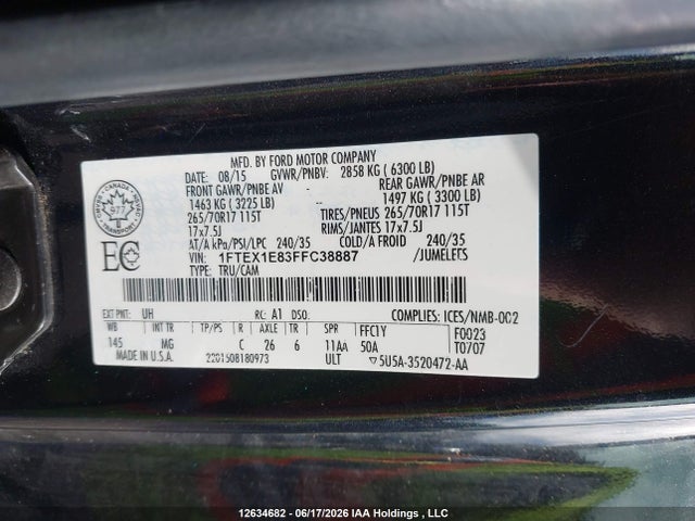 Ford F-150 Xlt 2015 1FTEX1E83FFC38887 Image 20