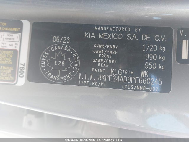 2023 Kia Forte Lx/lxs მანქანა იყიდება აუქციონზე, vin: 3KPF24AD9PE660245, აუქციონის ნომერი: 12634706