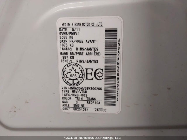 Aukcja sprzedaży 2011 Nissan Rogue S/sv/krom, vin: JN8AS5MV5BW300266, numer aukcji: 12634708