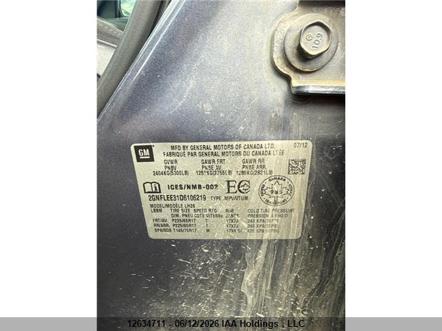 Продажа на аукционе авто 2013 Chevrolet Equinox Lt, vin: 2GNFLEE31D6106219, номер лота: 12634711