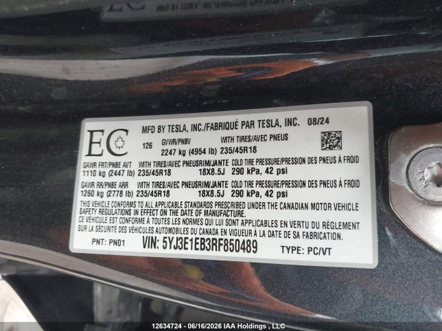 Tesla Model 3 Long Range 2024 5YJ3E1EB3RF850489 Image 18
