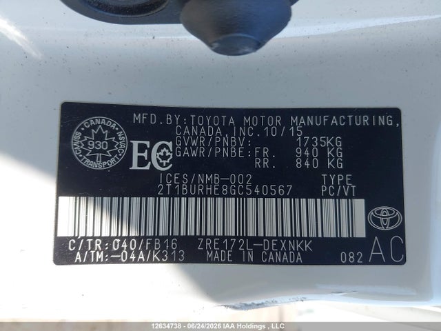 Toyota COROLLA LE 2016 2T1BURHE8GC540567 Image 17