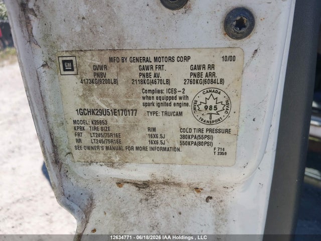 Продаж на аукціоні авто 2001 Chevrolet Silverado K2500 Heavy Duty, vin: 1GCHK29U51E170177, номер лоту: 12634771