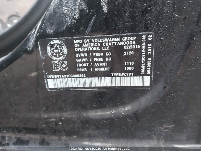 1VWBV7A31FC069392 Volkswagen Passat 2.0 Tdi Comfortline