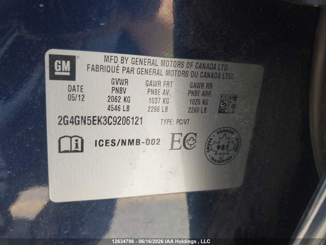 2012 Buick Regal მანქანა იყიდება აუქციონზე, vin: 2G4GN5EK3C9206121, აუქციონის ნომერი: 12634786