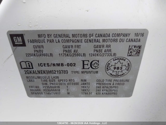 GMC Terrain Sle-2 2017 2GKALNEK9H6219789 Image 20