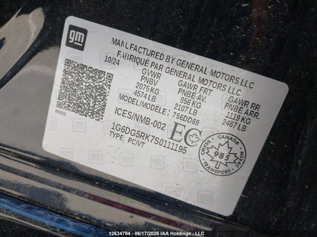 1G6DG5RK7S0111195 Cadillac Ct4 Sport