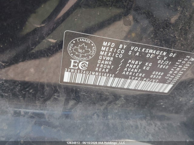3VWG57AU2MM016890 Volkswagen Golf Comfortline/highline
