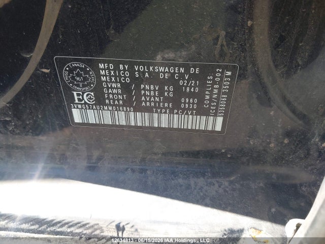 3VWG57AU2MM016890 Volkswagen Golf Comfortline/highline