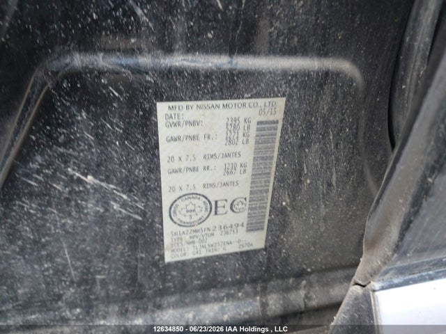 Aukcja sprzedaży 2015 Nissan Murano Platinum/sl/sv, vin: 5N1AZ2MH5FN236494, numer aukcji: 12634850