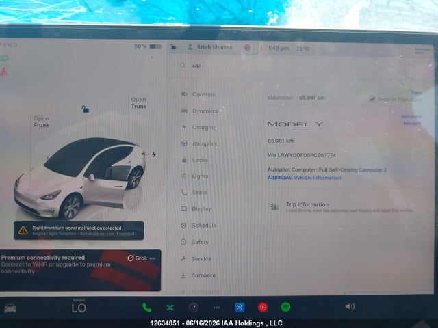 Продажа на аукционе авто 2023 Tesla Model Y, vin: LRWYGDFD5PC967774, номер лота: 12634851