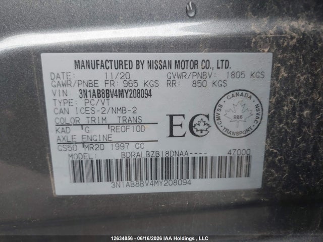 3N1AB8BV4MY208094 Nissan Sentra S/s Plus