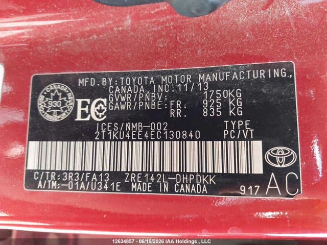 2T1KU4EE4EC130840 Toyota Matrix S