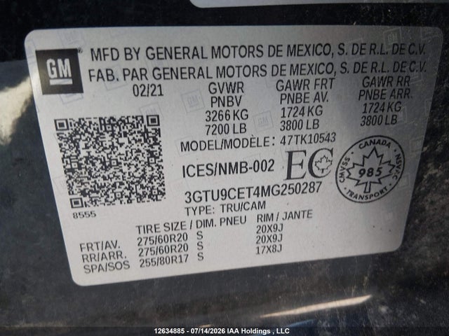 GMC Sierra K1500 Elevation 2021 3GTU9CET4MG250287 Image 9