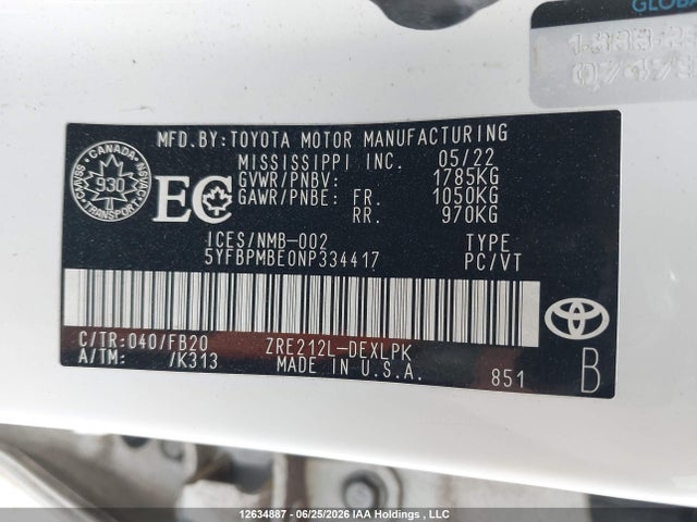Toyota COROLLA LE 2022 5YFBPMBE0NP334417 Image 9