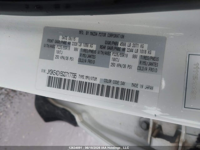 2016 Mazda Cx-5 Gt მანქანა იყიდება აუქციონზე, vin: JM3KE4DY6G0717795, აუქციონის ნომერი: 12634891