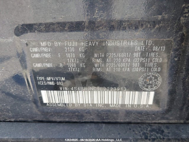 4S4BRJNC9E2223913 Subaru Outback 3.6r Limited Package