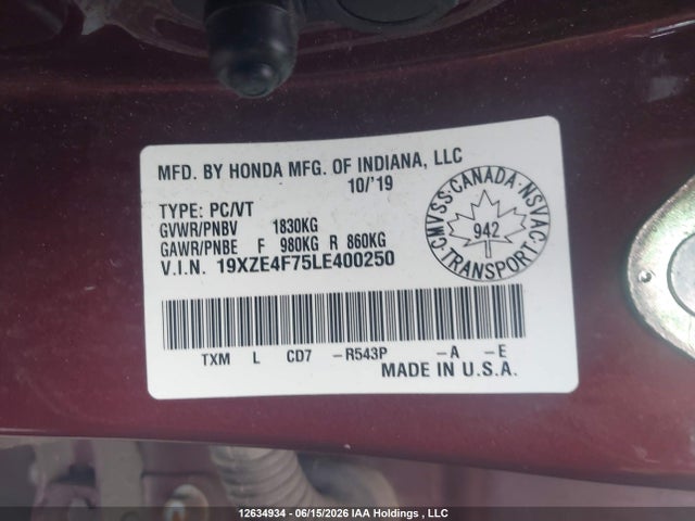 Honda Insight Touring 2020 19XZE4F75LE400250 Image 9