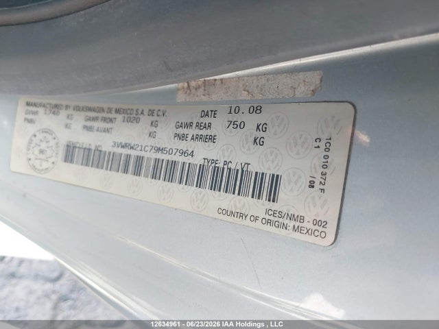 Aukcja sprzedaży 2009 Volkswagen New Beetle, vin: 3VWRW21C79M507964, numer aukcji: 12634961