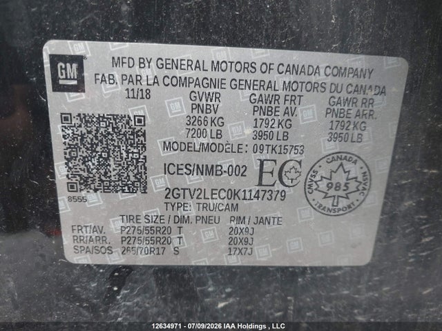 Продажа на аукционе авто 2019 Gmc Sierra Limited K1500, vin: 2GTV2LEC0K1147379, номер лота: 12634971