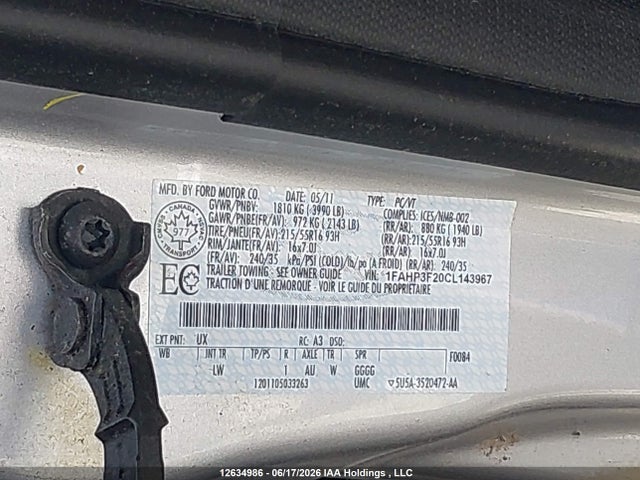 Продажа на аукционе авто 2012 Ford Focus Se, vin: 1FAHP3F20CL143967, номер лота: 12634986