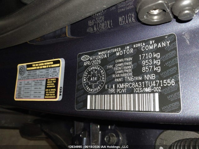 Продаж на аукціоні авто 2026 Hyundai Venue Sel, vin: KMHRC8A31TU471556, номер лоту: 12634995