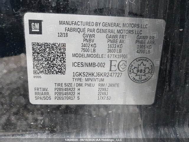 GMC YUKON XL 2019 1GKS2HKJ6KR247727 Image 8