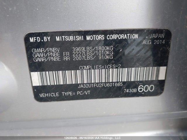 Mitsubishi LANCER DE 2015 JA32U1FU2FU601665 Image 9