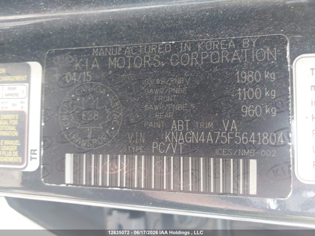 KIA OPTIMA EX 2015 KNAGN4A75F5641804 Image 9