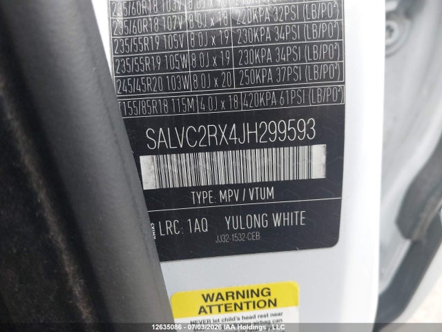 SALVC2RX4JH299593 Land Rover Range Rover Evoque Landmark Special Edition