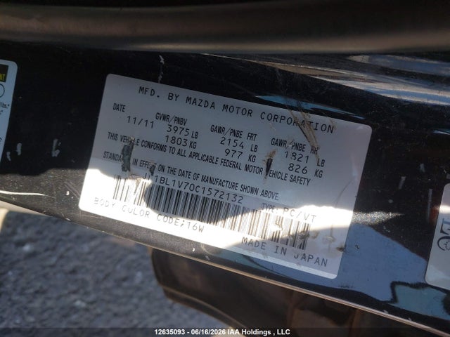 Продажа на аукционе авто 2012 Mazda Mazda3, vin: JM1BL1V70C1572132, номер лота: 12635093