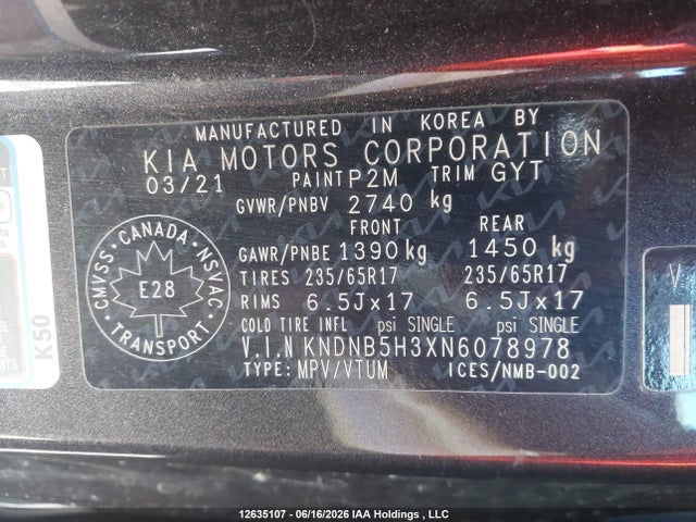 KIA Carnival Lx 2022 KNDNB5H3XN6078978 Image 18