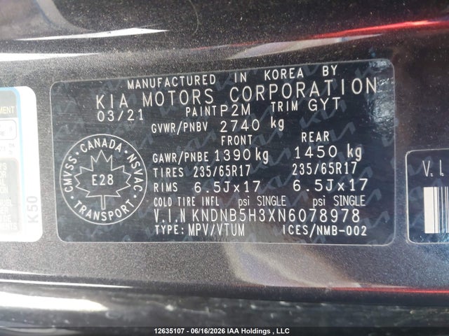 KIA Carnival Lx 2022 KNDNB5H3XN6078978 Image 9