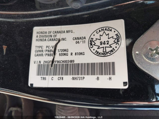 2012 Honda Civic Ex-l მანქანა იყიდება აუქციონზე, vin: 2HGFB2F96CH003489, აუქციონის ნომერი: 12628465