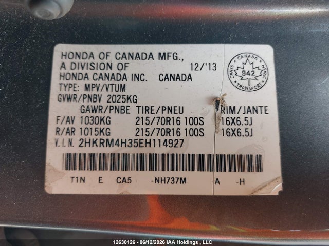 Honda CR-V LX 2014 2HKRM4H35EH114927 Image 9