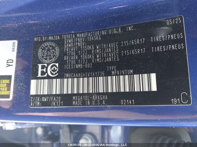 Aukcja sprzedaży 2025 Toyota Corolla Cross Le, vin: 7MUCAAAG4SV141736, numer aukcji: 12635125