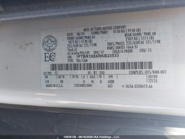 Ford Transit T-250 2024 1FTBR1X8XRKB23533 Image 9