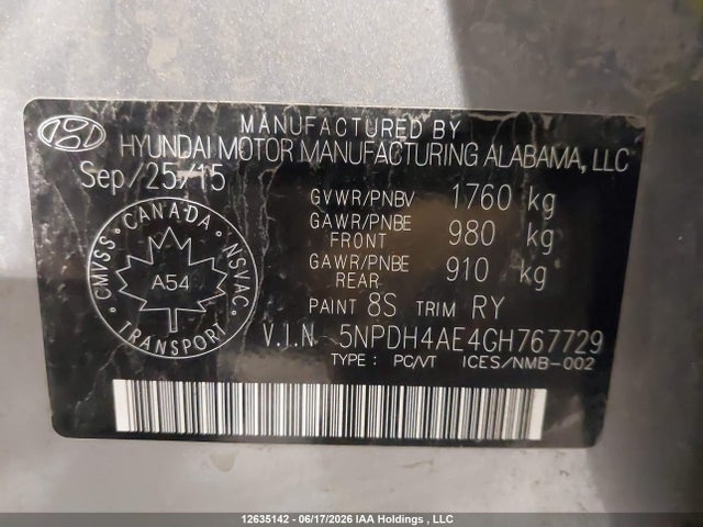 Продаж на аукціоні авто 2016 Hyundai Elantra Gl, vin: 5NPDH4AE4GH767729, номер лоту: 12635142