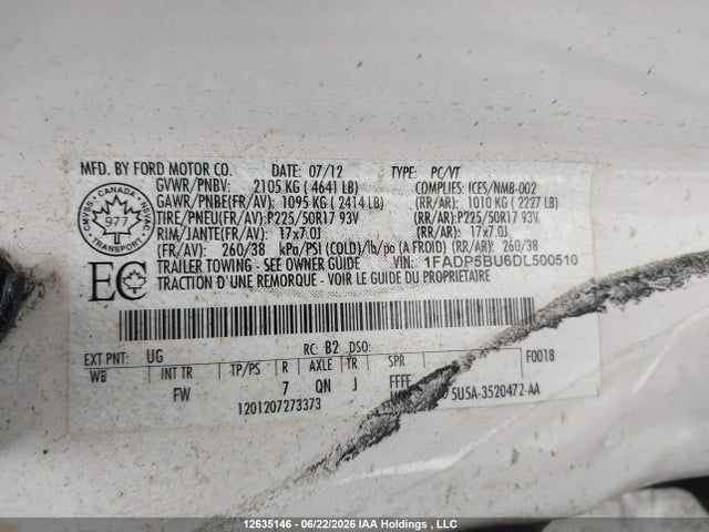 2013 Ford C-max Hybrid Sel მანქანა იყიდება აუქციონზე, vin: 1FADP5BU6DL500510, აუქციონის ნომერი: 12635146