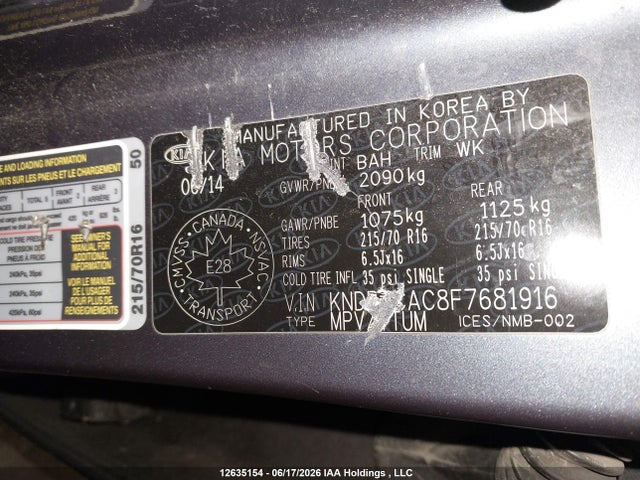 2015 Kia Sportage Lx მანქანა იყიდება აუქციონზე, vin: KNDPBCAC8F7681916, აუქციონის ნომერი: 12635154