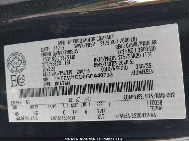 Ford F-150 Xlt 2016 1FTEW1EG0GFA40733 Image 9