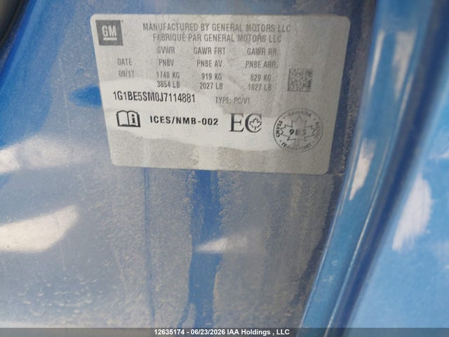 1G1BE5SM0J7114881 Chevrolet CRUZE LT