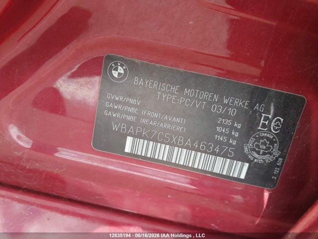 Продаж на аукціоні авто 2011 Bmw 328 Xi, vin: WBAPK7C5XBA463475, номер лоту: 12635194