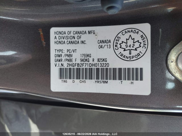 Aukcja sprzedaży 2013 Honda Civic Touring, vin: 2HGFB2F71DH013220, numer aukcji: 12635215