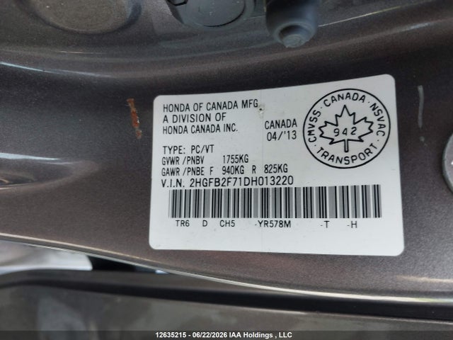 Aukcja sprzedaży 2013 Honda Civic Touring, vin: 2HGFB2F71DH013220, numer aukcji: 12635215