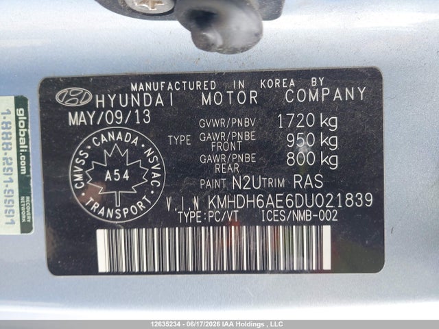 Продажа на аукционе авто 2013 Hyundai Elantra Coupe Gs/se, vin: KMHDH6AE6DU021839, номер лота: 12635234