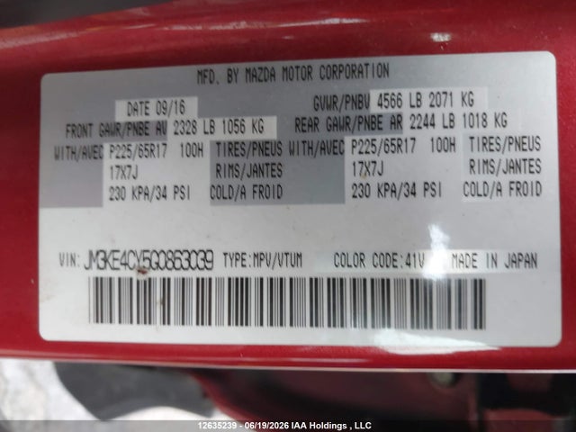 JM3KE4CY5G0863039 Mazda Cx-5 Gs