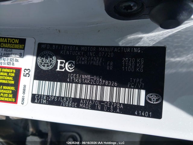 4T1K61AK2LU378326 Toyota CAMRY XSE