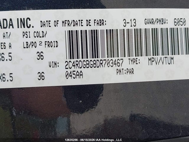 Продажа на аукционе авто 2013 Dodge Grand Caravan Se, vin: 2C4RDGBG8DR703467, номер лота: 12635256