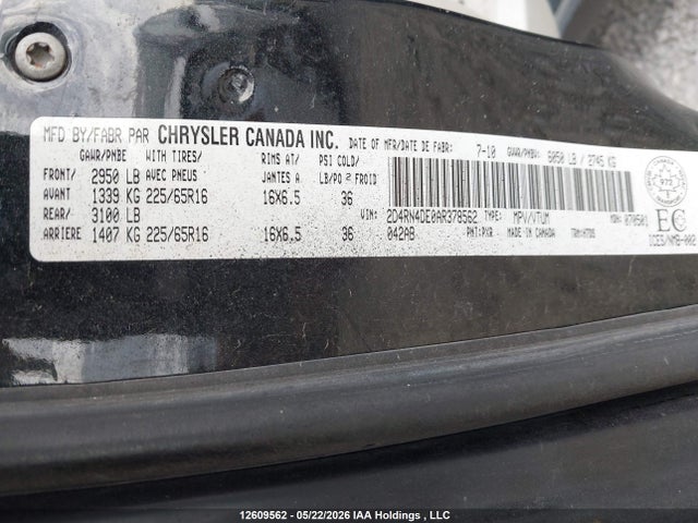 Продажа на аукционе авто 2010 Dodge Grand Caravan Se, vin: 2D4RN4DE0AR378562, номер лота: 12609562